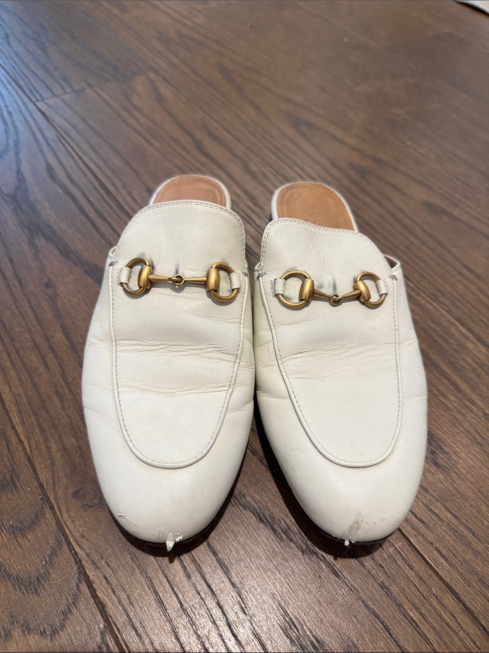 Gucci Cream Leather Horsebit Backless Mules